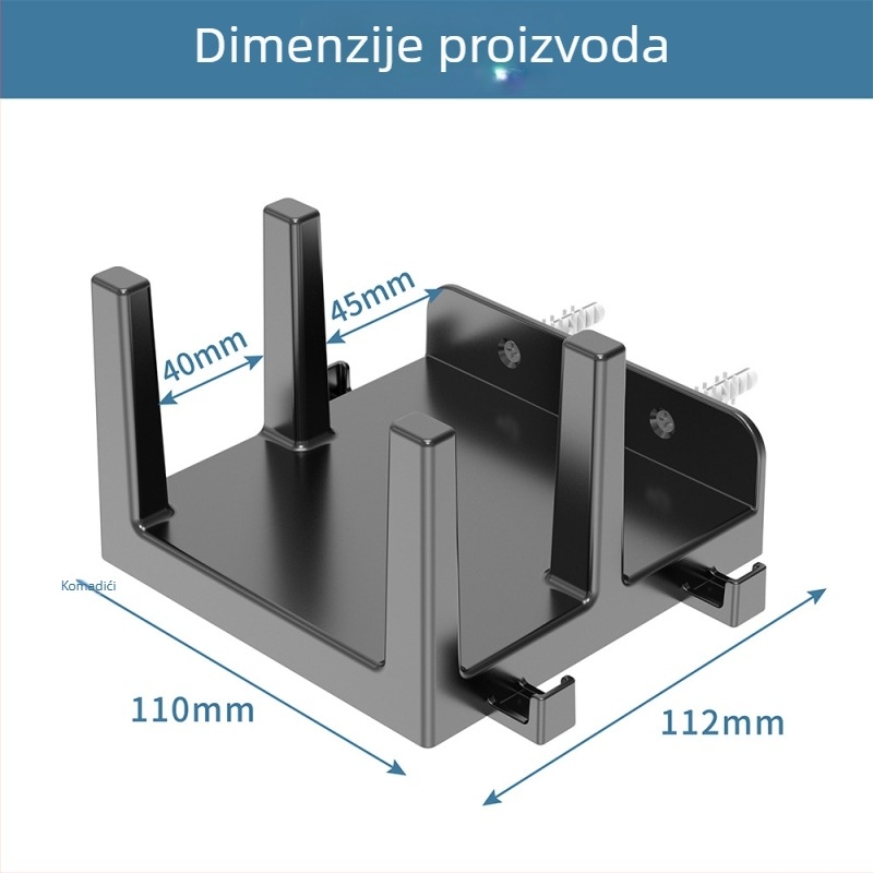 ABS zidni držač za usmjerivač i uređaje s dvostrukim utorima (106 g)