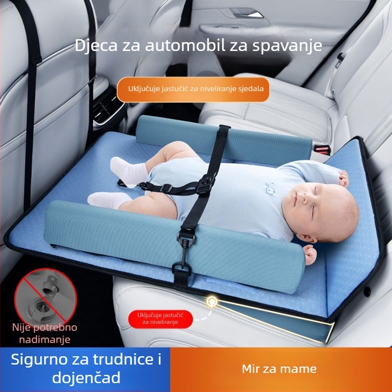 Auto montirana dječja spavaća podloga za stražnje sjedalo, univerzalna prilagodba, bez nadutosti, vlakna bambusovog ugljena, za djecu do 5 godina, nosivost 25 kg