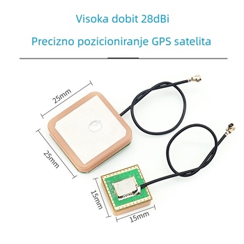 Beidou-GPS aktivna dvobandna antena s ugrađenim keramnim modulom, 28 dBi dobitka, 600–6000 MHz, 50 Ω, SWR ≤1.5