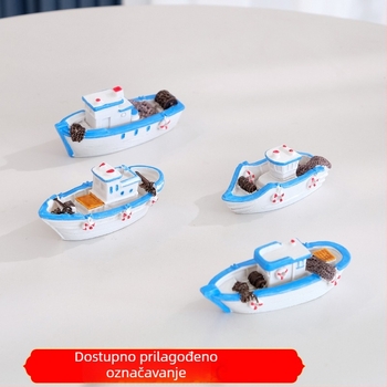 Figura od smole – Mediteranskog stila mini brodica za akvarij (sintetička smola)
