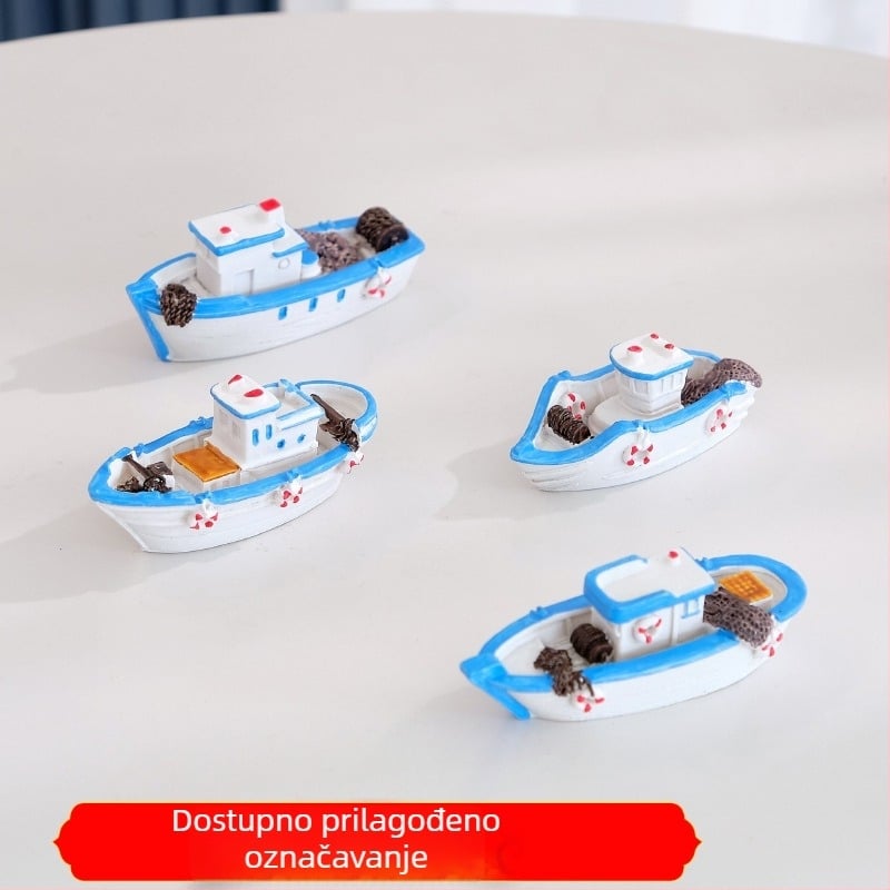 Figura od smole – Mediteranskog stila mini brodica za akvarij (sintetička smola)