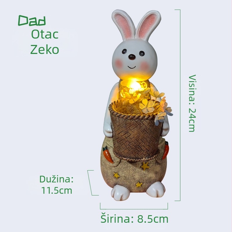 Zeko svjetleći stolni ukras s držačem za olovke i noćnim svjetlom, smolni dekor za dnevni boravak, studiju ili vrt