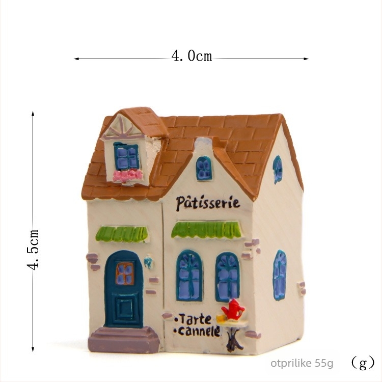 Mini kućica od smole u cartoon stilu s mahovinom i sukulentima – stolna dekoracija i rekvizit za fotografiranje