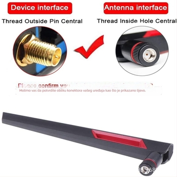 Dvobandna Wi‑Fi antena za ASUS AC88U/AC68U, 2.4/5.8 GHz, kroz zid, 10 dBi dobitka, SMA muški konektor, SWR ≤ 1.2