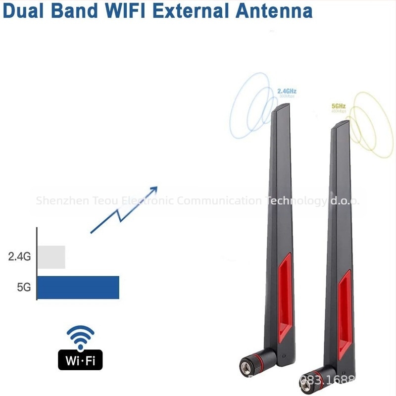 Dvobandna Wi‑Fi antena za ASUS AC88U/AC68U, 2.4/5.8 GHz, kroz zid, 10 dBi dobitka, SMA muški konektor, SWR ≤ 1.2