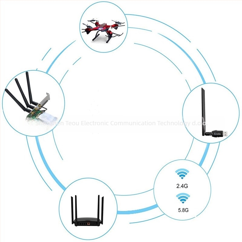 Dvobandna Wi‑Fi antena za ASUS AC88U/AC68U, 2.4/5.8 GHz, kroz zid, 10 dBi dobitka, SMA muški konektor, SWR ≤ 1.2