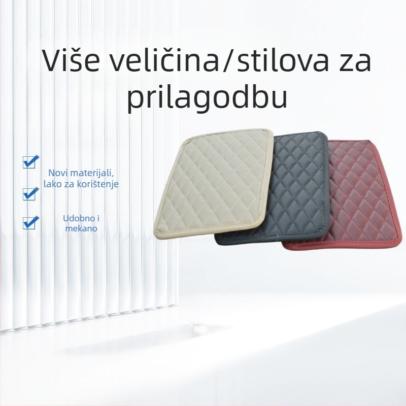 Kožni jastuk za naslon za ruku u automobilu s podiznim slojem, višenamjenska torba za pohranu, zaštita središnjeg naslona, mreža protiv klizanja