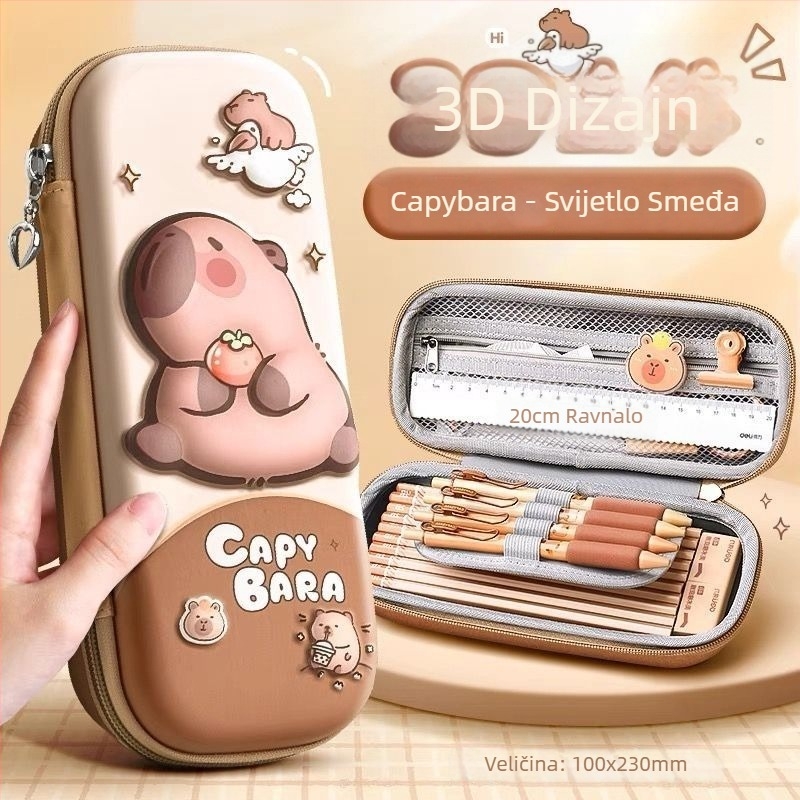 Capybara 3D kutija za olovke, tri sloja, vodootporna, platno