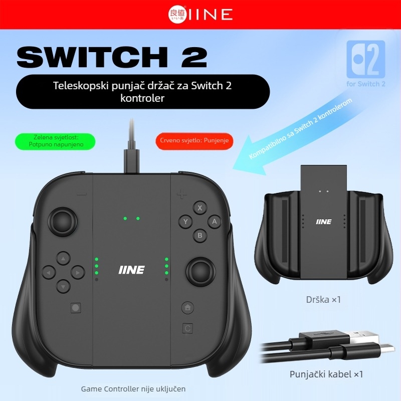 Good Value Switch 2 Punjac za Rukohvat s Dvostrukim Držačima (Lijevi i Desni), Teleskopski Dizajn