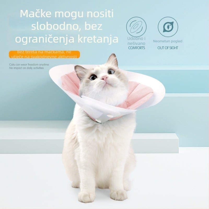 Mačja Elizabethanska ogrlica za postoperativnu njegu, protiv lizanja, PVC