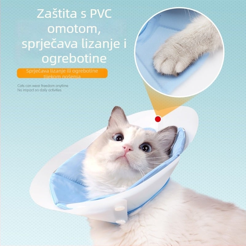 Mačja Elizabethanska ogrlica za postoperativnu njegu, protiv lizanja, PVC