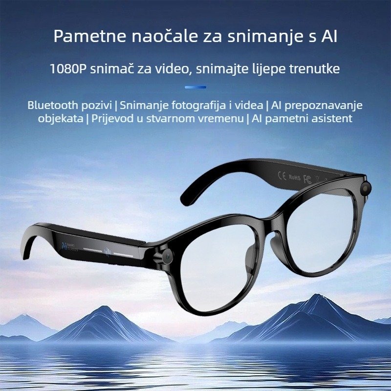 Pametne naočale s Bluetooth pozivima, fotografiranjem i snimanjem videa, prijevodom i prepoznavanjem, HD kamerom, upravljanje dodirom i gumbom