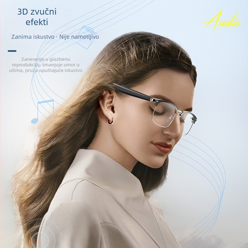 AI pametne Bluetooth naočale s prijevodom na 144 jezika, glazba i pozivi, doseg 10 m, dodirno upravljanje, UV zaštita