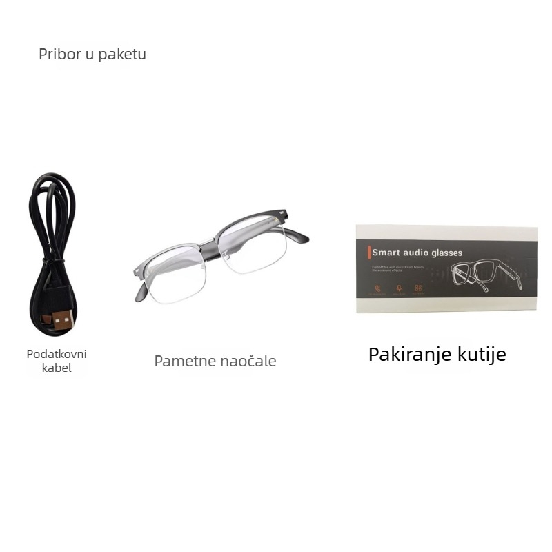AI pametne Bluetooth naočale s prijevodom na 144 jezika, glazba i pozivi, doseg 10 m, dodirno upravljanje, UV zaštita