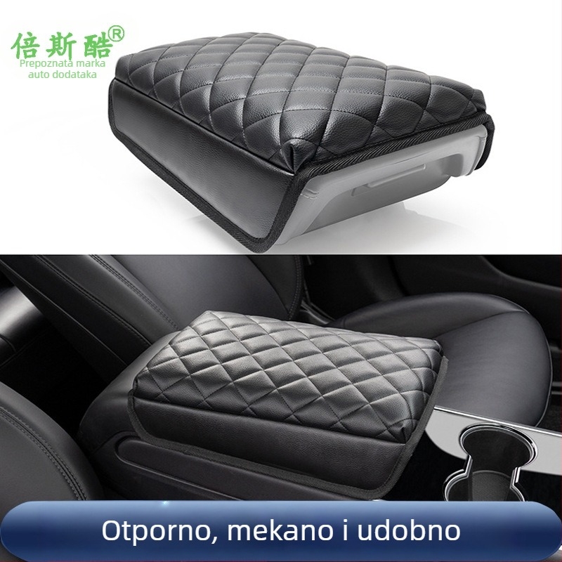 Kožni jastučić naslona za ruku u automobilu, univerzalna kompatibilnost, model Small Check Armrest Cushion, 345 g, otporna PU koža, ekološki prihvatljivo i bez formaldehida