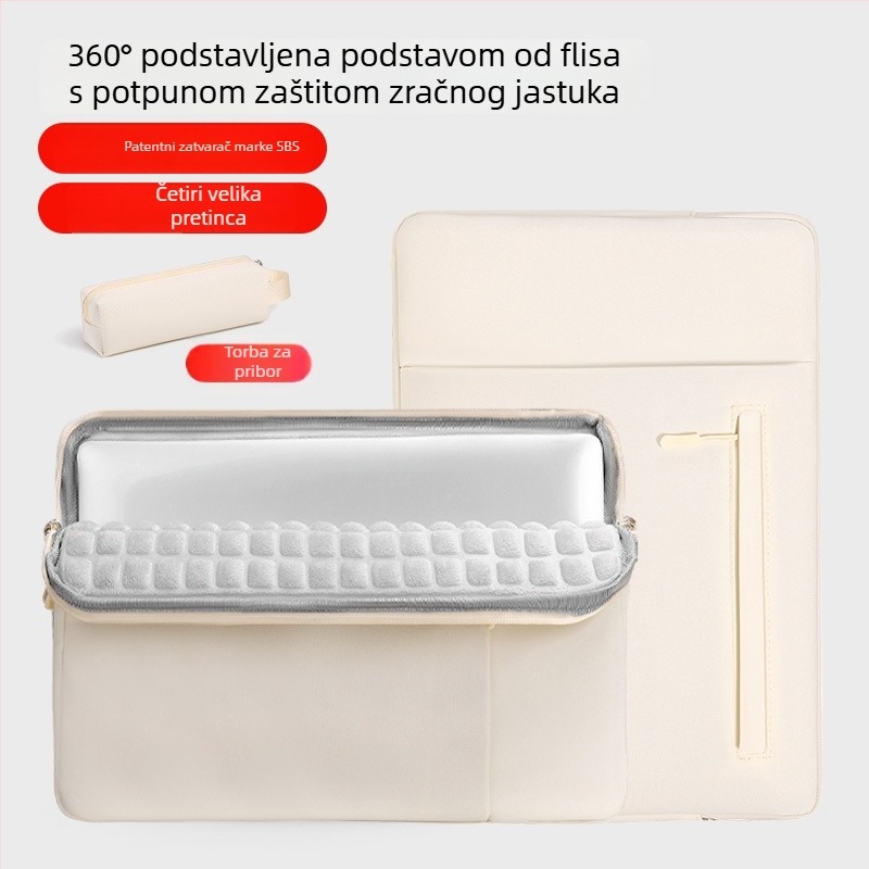 Univerzalna torbica za tablet i laptop s velurovom podstavom i zaštitom zračnim jastukom; vodootporna, otporna na habanje i udarce