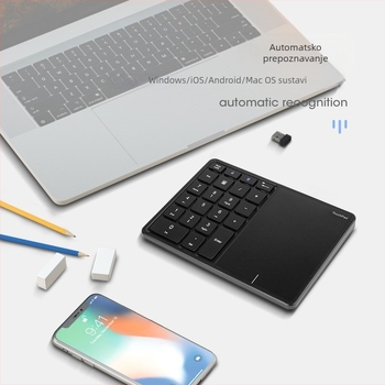 Bežična digitalna tipkovnica s Bluetoothom, ergonomska podrška, OEM proizvodnja, dimenzije 177×122×35 mm, težina 260 g