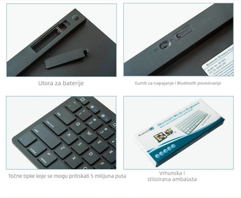 X5 Bežična Bluetooth tipkovnica, 78 tipki, prijenosna za mobitel i tablet, ergonomska, OEM obrada