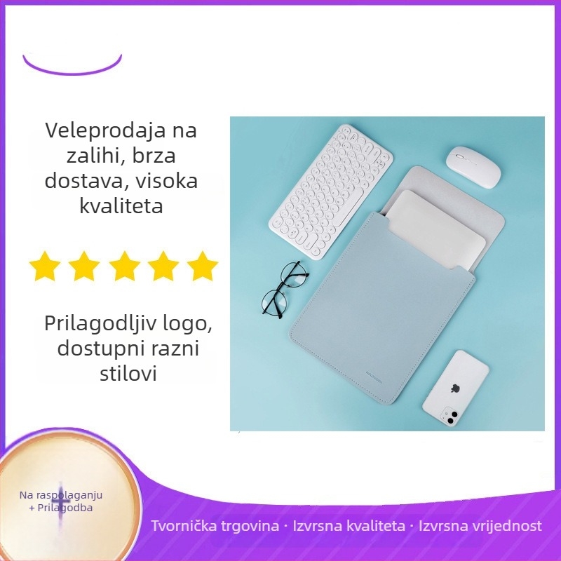 15,6-inčna Apple laptop torbica od PU kože, vodootporna unutarnja torba za tablet i računalo