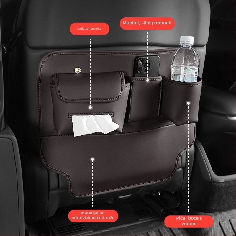 Organizator stražnje sjedalice automobila – sve sezone, Nappa koža, montiran u auto, zaštita od prljavštine i udaraca nogu