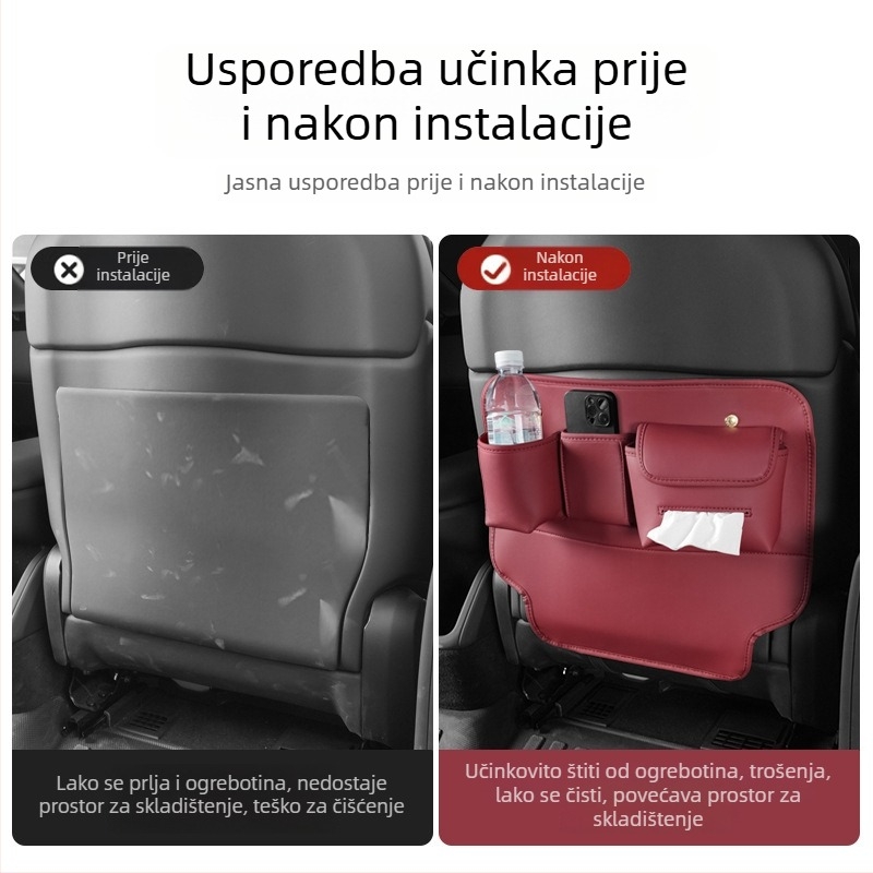 Organizator stražnje sjedalice automobila – sve sezone, Nappa koža, montiran u auto, zaštita od prljavštine i udaraca nogu