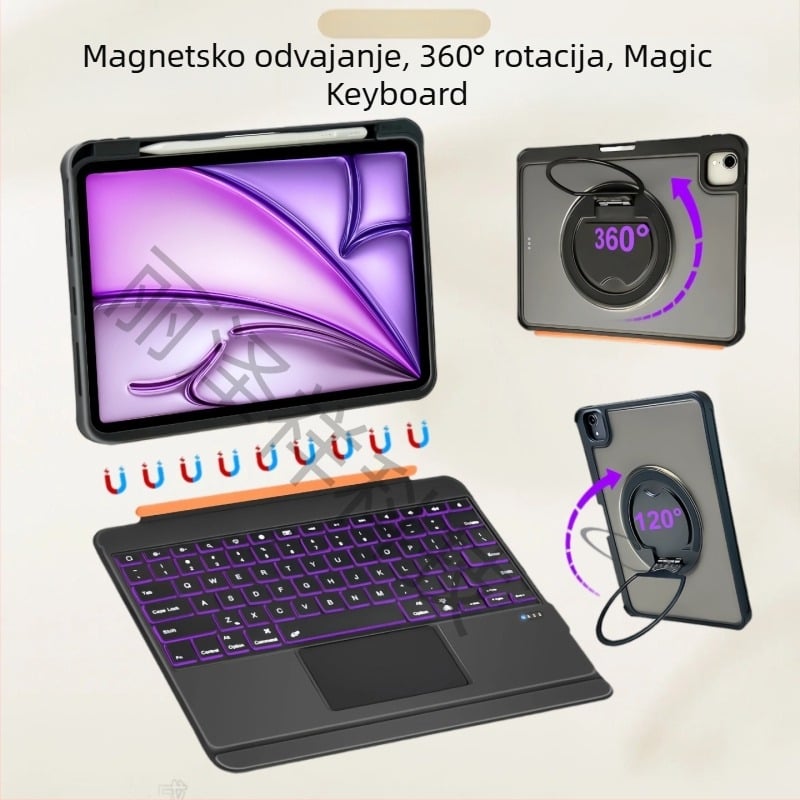 Magnetična Bluetooth tipkovnica s kućištem za iPad, 360° rotacija, za iPad 10. generacije