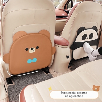 Zaštitna podložnica stražnjeg dijela automobilskog sjedala, cartoon stil, sve sezone, koža, uzorak medvjed/panda/zec, bez punila