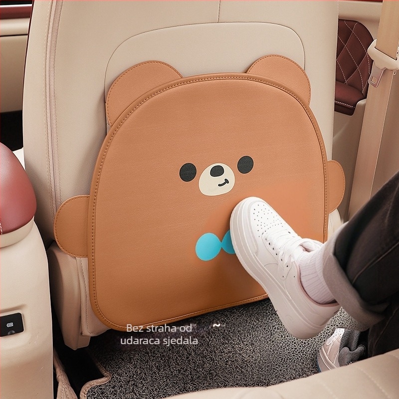 Zaštitna podložnica stražnjeg dijela automobilskog sjedala, cartoon stil, sve sezone, koža, uzorak medvjed/panda/zec, bez punila