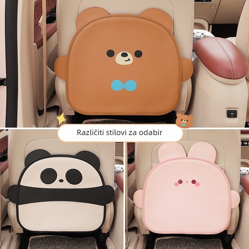 Zaštitna podložnica stražnjeg dijela automobilskog sjedala, cartoon stil, sve sezone, koža, uzorak medvjed/panda/zec, bez punila