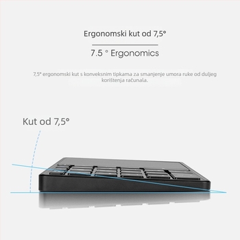 BT14 numerička tipkovnica s dvostrukim Bluetoothom i 2.4G, ergonomska podrška, kompatibilna s mobitelima, tabletima i prijenosnim računalima