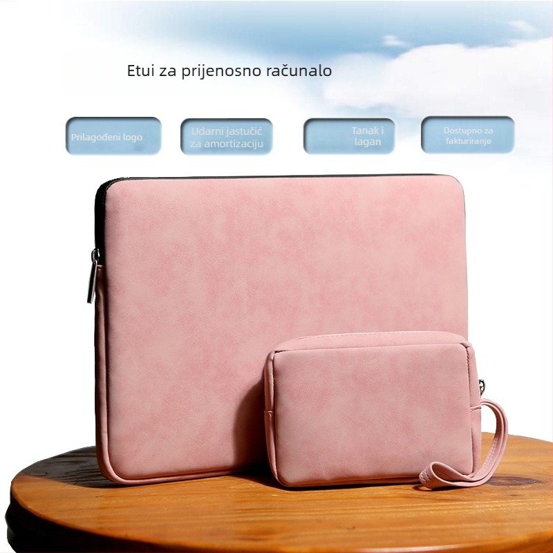 Lagana torbica za prijenosno računalo i tablet s airbag-om amortizacijom, PU koža, vodootporna, zatvarač, mekana ručka, prilagođeno logo
