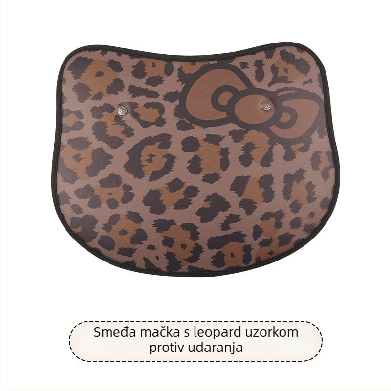 Zaštitna navlaka stražnji dio automobila za djecu – leopard uzorak, detalj srce mašna, protiv prljanja i trenja (Brand: Cow mom craft; Materijal: PU; Nadomještaj: spužva; Stil: Univerzalan)