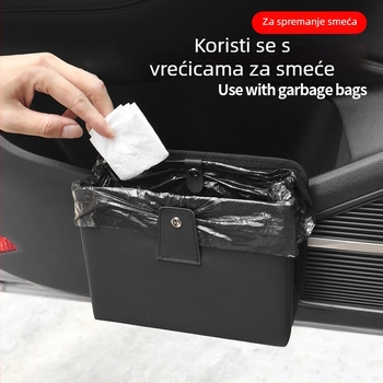 Kožni unutarnji spremnik za automobil – viseći organizator za vrata, koš za otpad, model LJT-03
