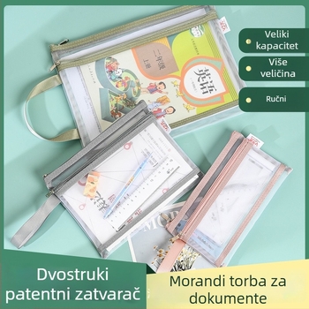 Prijenosna torba za dokumente, školski komplet za učenje, A4 prozirna torba za ispite, najlonska mrežasta pernica, organizator skladištenja, s otisnutim logotipom