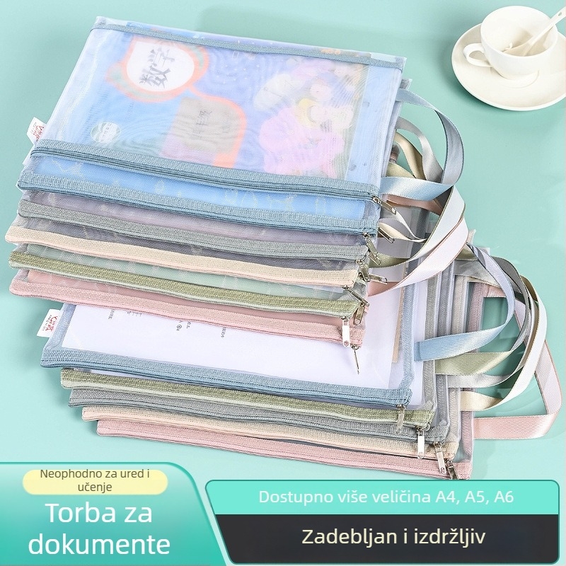 Prijenosna torba za dokumente, školski komplet za učenje, A4 prozirna torba za ispite, najlonska mrežasta pernica, organizator skladištenja, s otisnutim logotipom