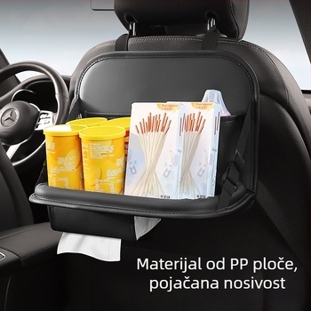 Torba za pohranu na stražnjem sjedalu s sklopnim malim stolom – kožna, vodootporna, kapacitet 2500 ml, prilagodljiva