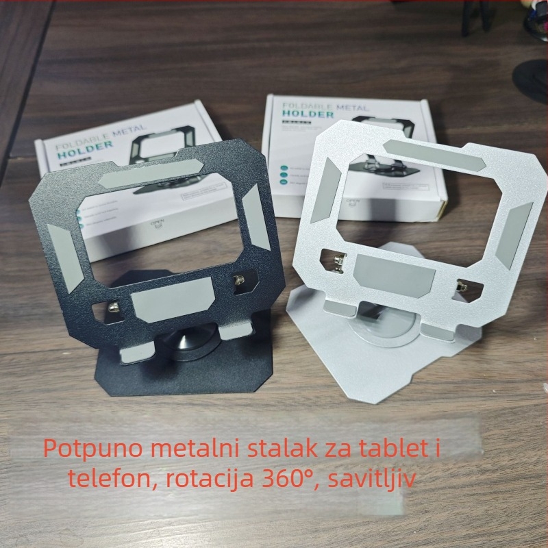 Metalni nosač za tablet, okretno-sklopivi – stolni dizajn, 360° rotacija, univerzalna kompatibilnost s tabletima i telefonima, 350 g