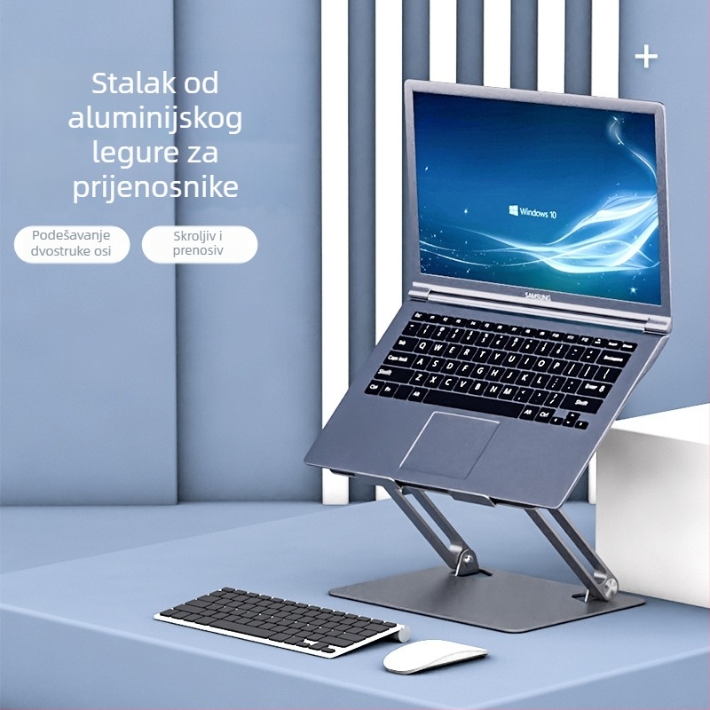 L303 aluminijski stalak za laptop i tablet – sklopivi stolni nosač s podešavanjem visine, CNC obrada i pijesčena oksidacija