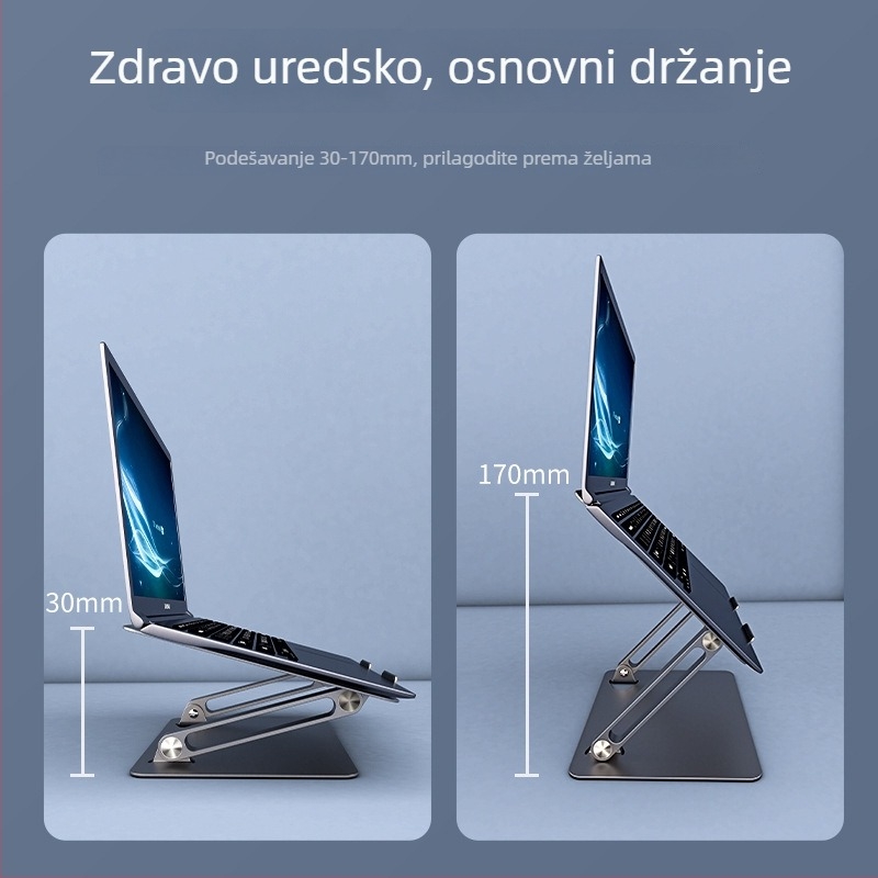 L303 aluminijski stalak za laptop i tablet – sklopivi stolni nosač s podešavanjem visine, CNC obrada i pijesčena oksidacija