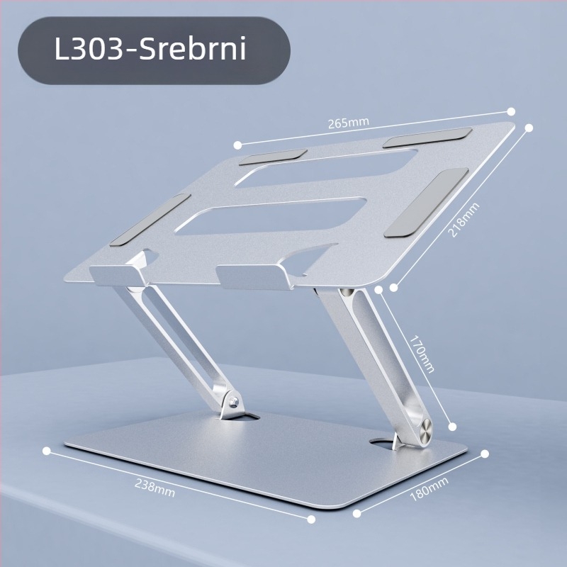 L303 aluminijski stalak za laptop i tablet – sklopivi stolni nosač s podešavanjem visine, CNC obrada i pijesčena oksidacija