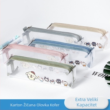 Prozirna torbica za olovke – karikatura dizajn, najlon mreža, velika kapaciteta, prijenosno skladištenje školskih potrepština