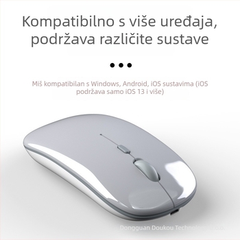 Bežični Bluetooth punjiva tiha miš s dvostrukim načinom 5.0 za Apple, Android i Windows