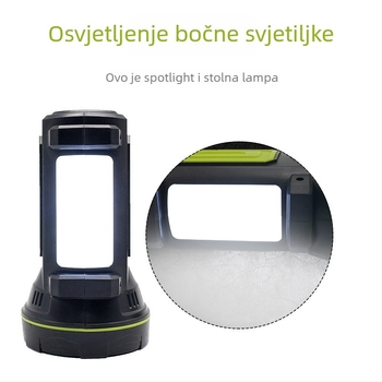 Punjavajuća LED baterijska lampa – višenamjenski ultra-svijetli tražni reflektor, 10W, 6800mAh, ručno pokretanje, domet 200–500 m, ABS kućište