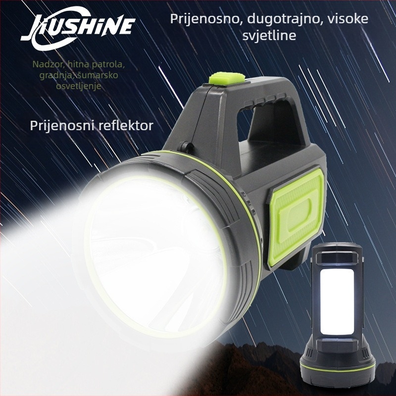 Punjavajuća LED baterijska lampa – višenamjenski ultra-svijetli tražni reflektor, 10W, 6800mAh, ručno pokretanje, domet 200–500 m, ABS kućište
