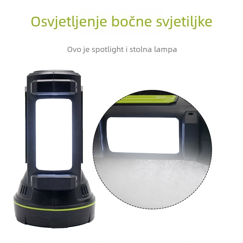 Punjavajuća LED baterijska lampa – višenamjenski ultra-svijetli tražni reflektor, 10W, 6800mAh, ručno pokretanje, domet 200–500 m, ABS kućište