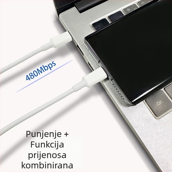 Dvojno USB-C–USB-C kabel za podatke, PD 100W brzo punjenje, duljina 1–2 m, TPE