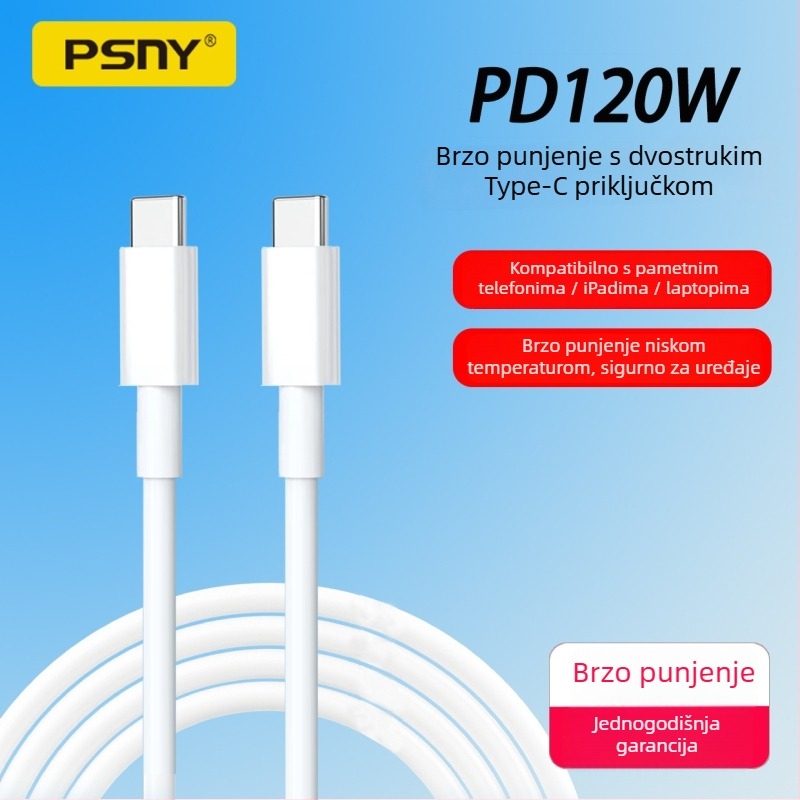 USB Type-C kabel za podatke s dvostrukom glavom — 60W brzo punjenje, TPE materijal, Quick Charge