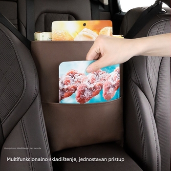 Kožni unutarnji viseći organizator automobila, između sjedala, vodootporna mrežasta džep za pohranu i držač maramica