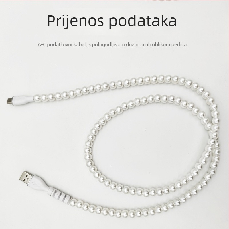 Beaded USB-A to Type-C kabel za podatke, brzo punjenje, 12W, PC+ABS, jednostrani konektor