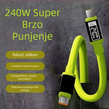 240W USB-C kabel za brzo punjenje, kompatibilan s iPhone 15, Huawei, Xiaomi iPad